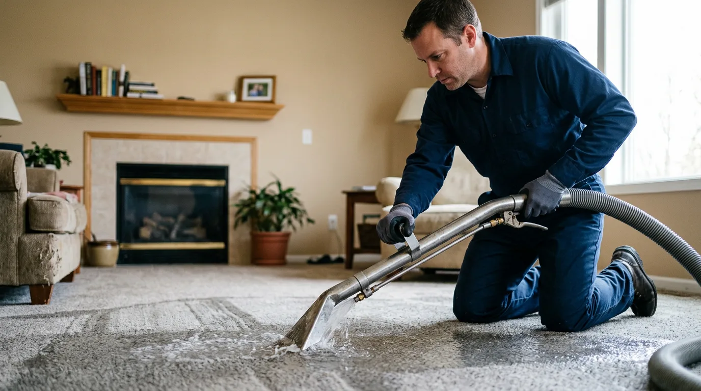 Water damage restoration technician working near Doniphan, MO